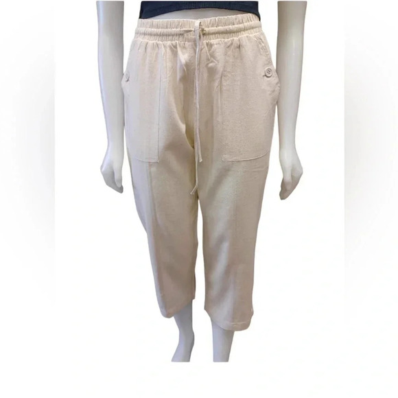 DKR Linen Blend Oatmeal Capri Size Small - Picture 1 of 8